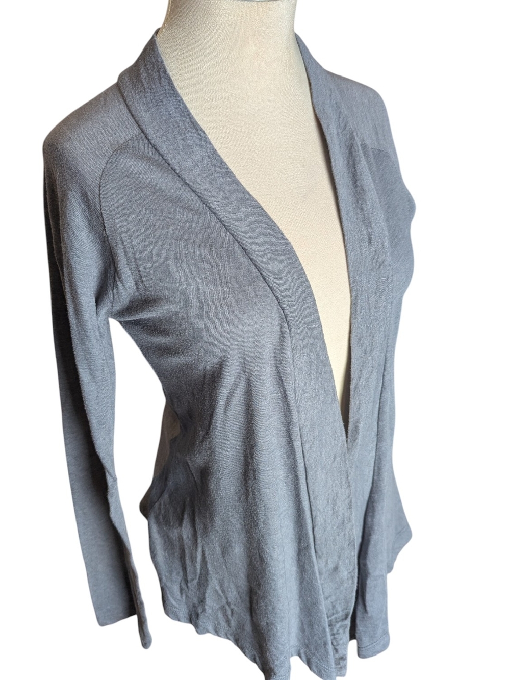 Aventura Blue Grey Heathered Lightweight Flowy Wrap Cardigan